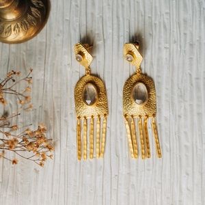 Gold Quartz Statement Earrings